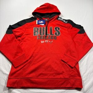 Chicago Bulls Red Black Pullover Hoodie Sweatshirt 100% Polyester Men's Large